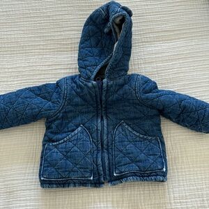 Baby gap fleece lined, quilted denim jacket, 12-18 months